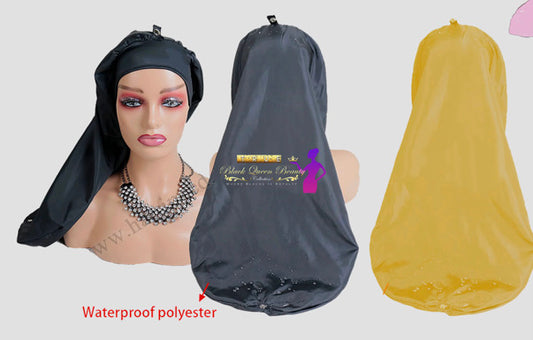 🌟 Waterproof Satin-Lined Shower Cap with Adjustable Drawstring 🌟